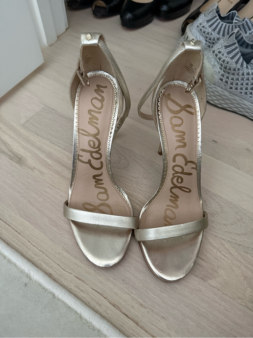 Sam Edelman Gold Ankle-Strap Heels